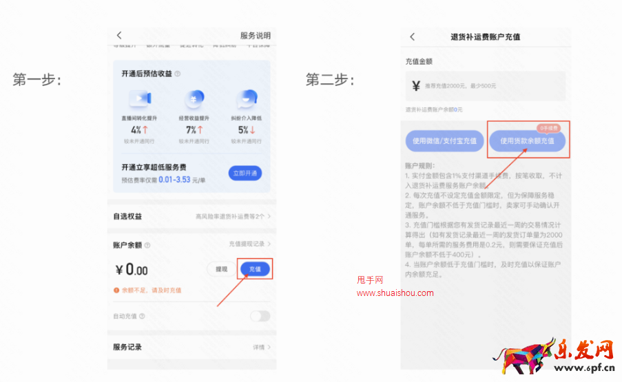 快手「退貨補(bǔ)運(yùn)費(fèi)」賬戶支持商家零手續(xù)費(fèi)轉(zhuǎn)賬充值